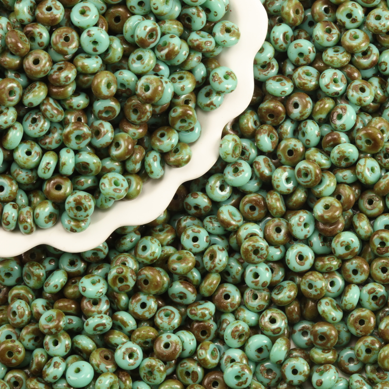 Vintage Fashion Wheel - 3x6mm Vintage Lake Green Brown Speckled
