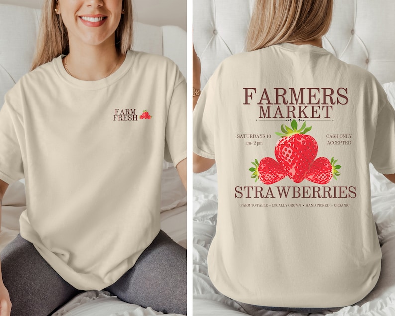 Vintage Fashion Market - Farmers Market Strawberries Fruit T-Shirt Summer