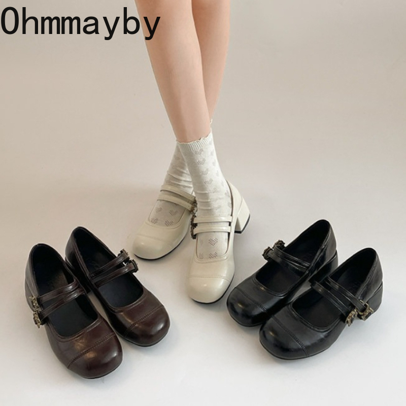Vintage Fashion Fabrics - Vintage Thick Heel Women Mary Jane