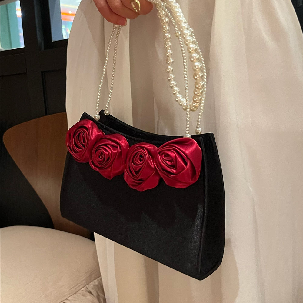French Vintage Fashion - Vintage Rose Appliques Banquet Bag For