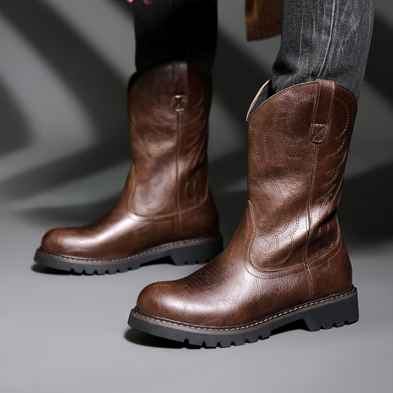 Vintage Fashion Online - Fashion Mens Cowboy Boots New Embroidery