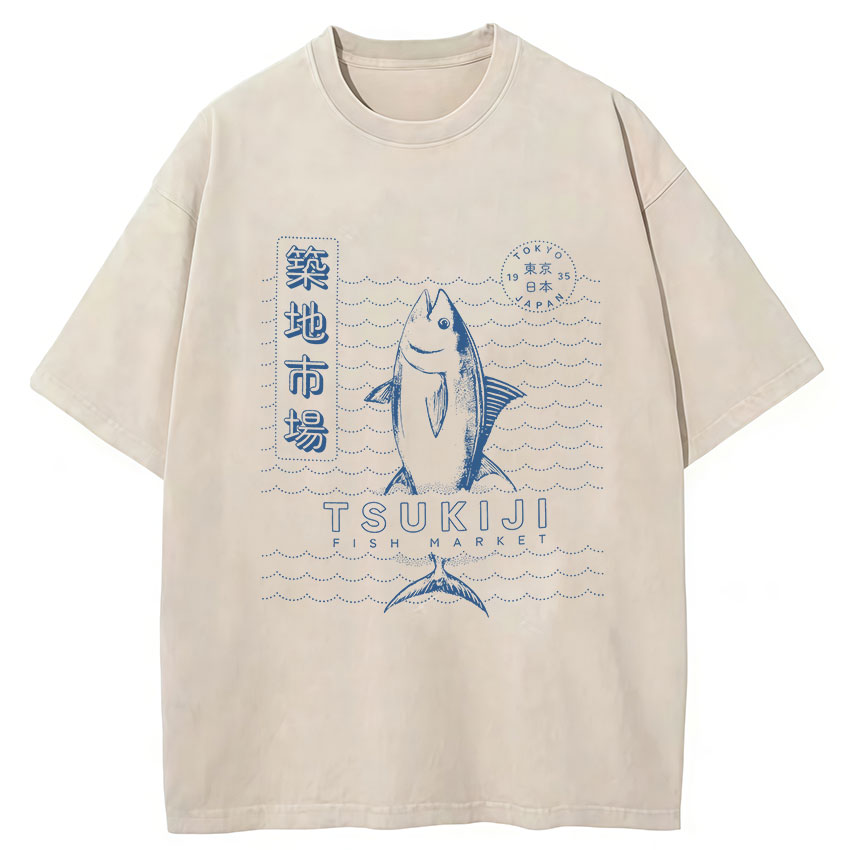 Vintage Fashion Market - Vintage Washed Tsukiji Fish Market Japanese