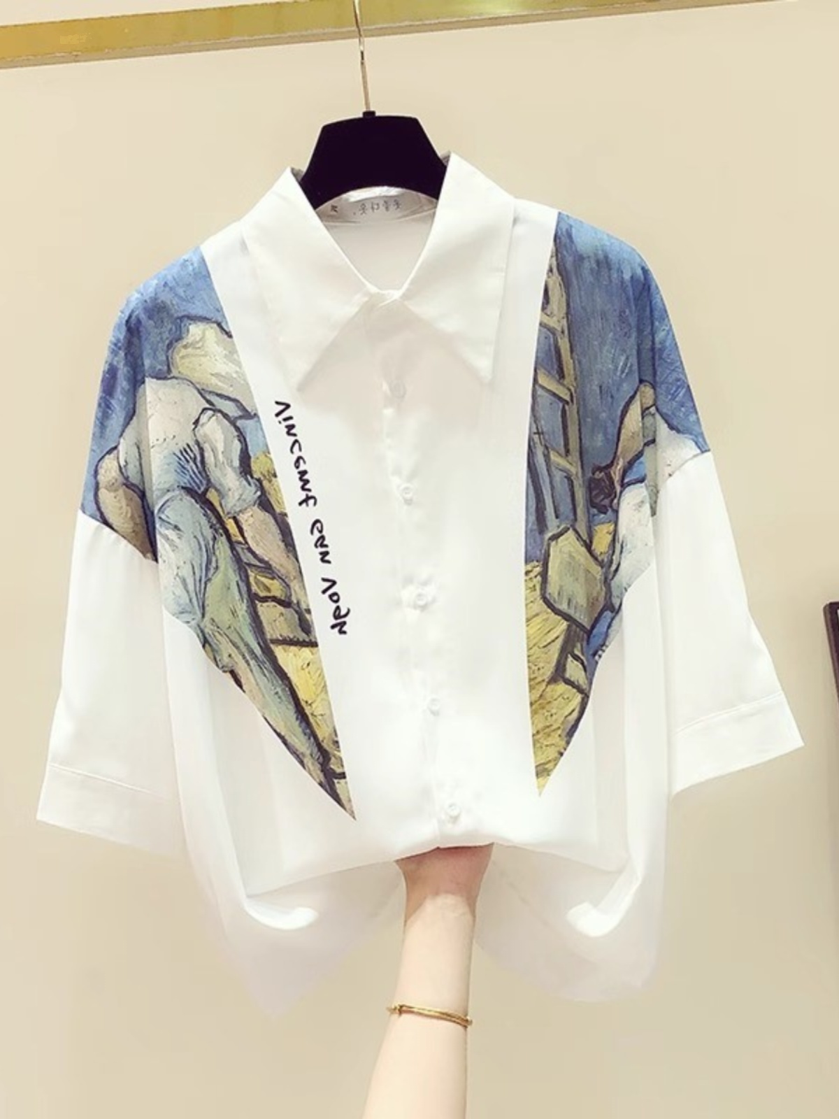 White Printed Chiffon Short Sl - Vintage Fashion Outlet review and price