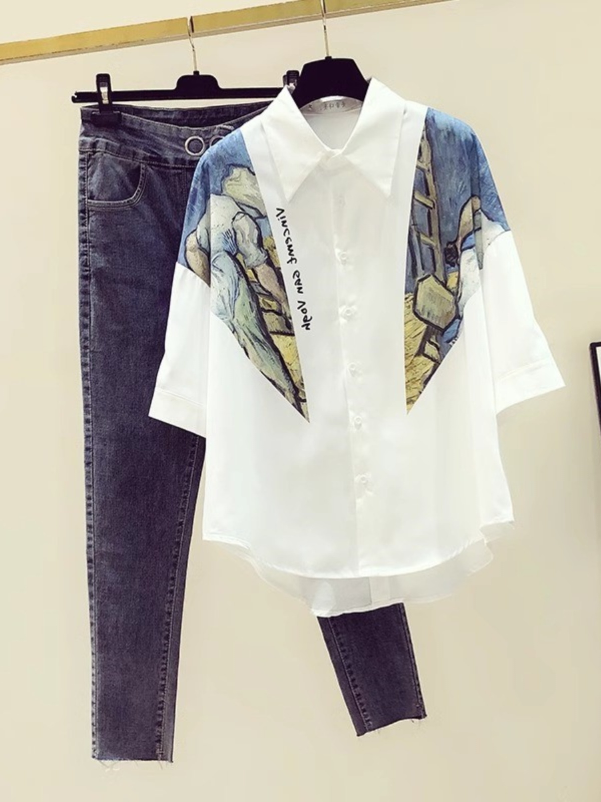 White Printed Chiffon Short Sl - Vintage Fashion Outlet review and price