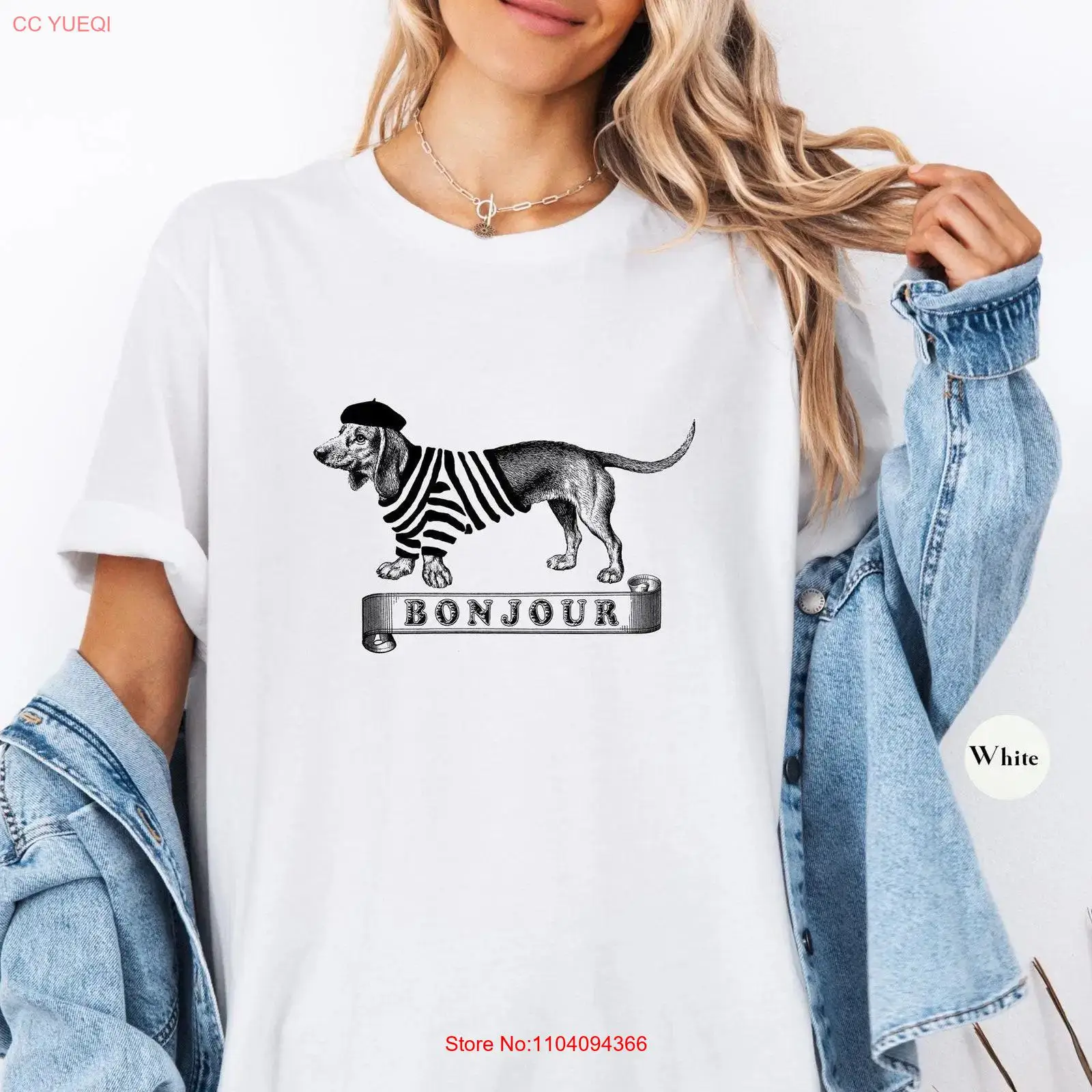Dachshund Mom Bonjour T Shirt  - French Vintage Fashion review and price