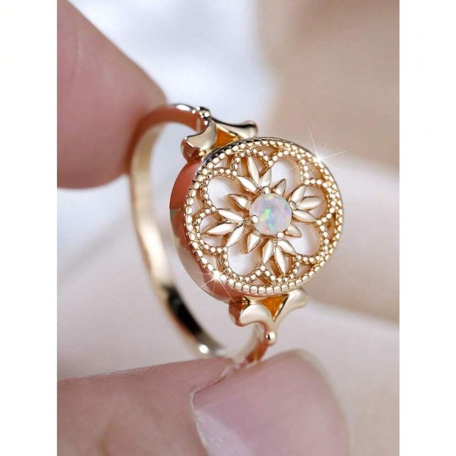 Vintage Floral White Agate Rou - Vintage Fashion Center review and price
