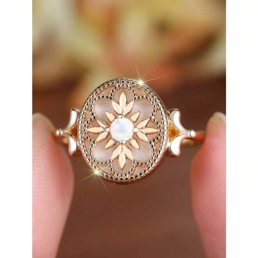 Vintage Floral White Agate Rou - Vintage Fashion Center review and price