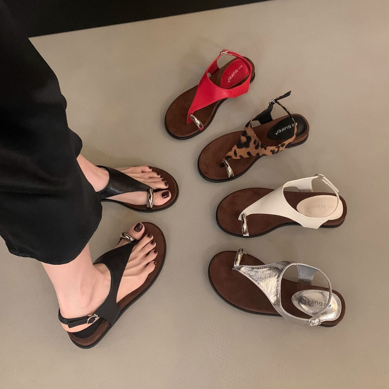 Vintage Leather Toe Flat Roman - Vintage And Modern Fashion review and price