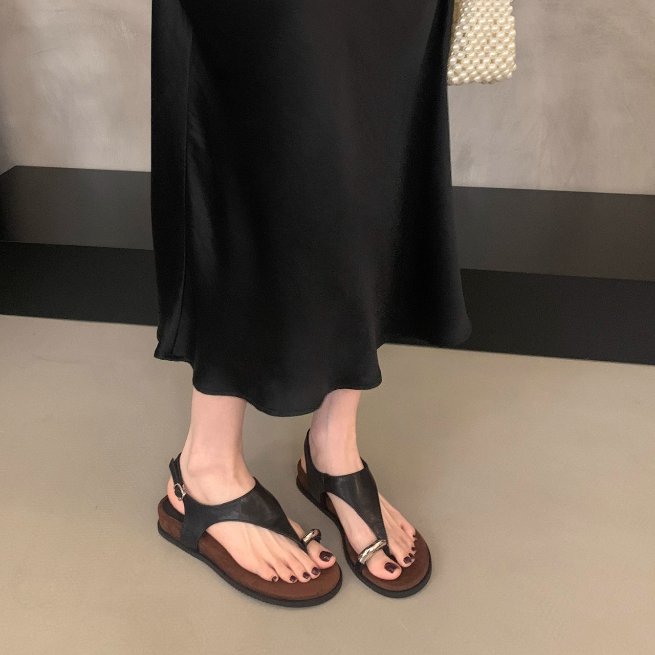 Vintage Leather Toe Flat Roman - Vintage And Modern Fashion review and price
