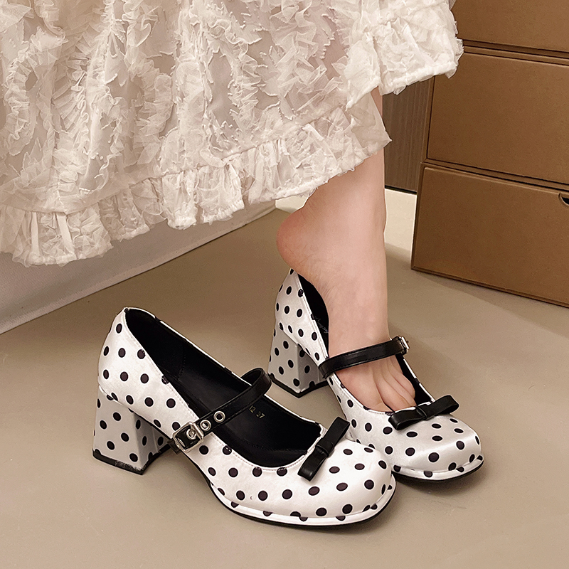 Vintage Thick Heel Polka Dot W - Vintage Fashion Fabrics review and price