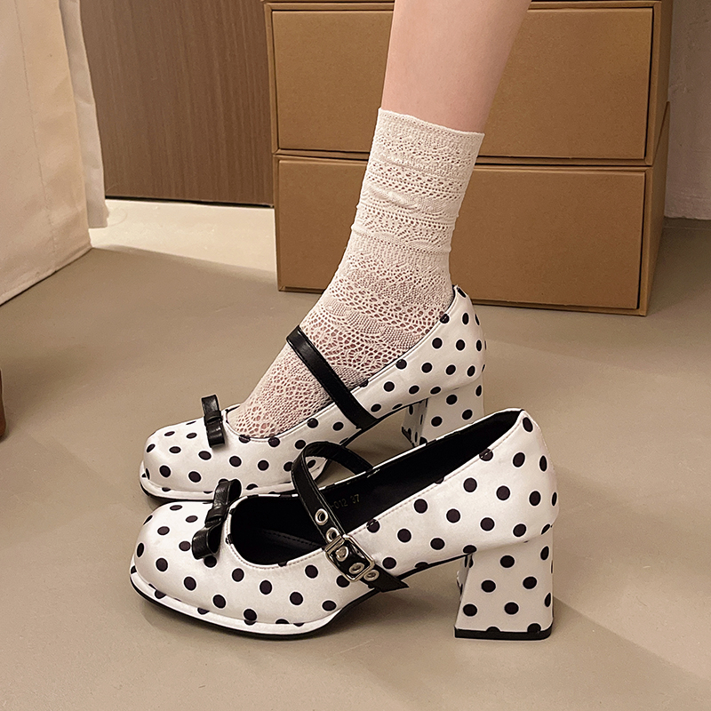 Vintage Thick Heel Polka Dot W - Vintage Fashion Fabrics review and price