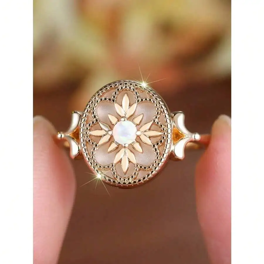 Vintage Floral White Agate Rou - Vintage Fashion Center review and price