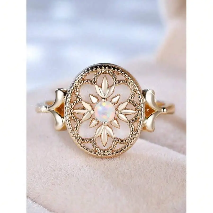 Vintage Floral White Agate Rou - Vintage Fashion Center review and price