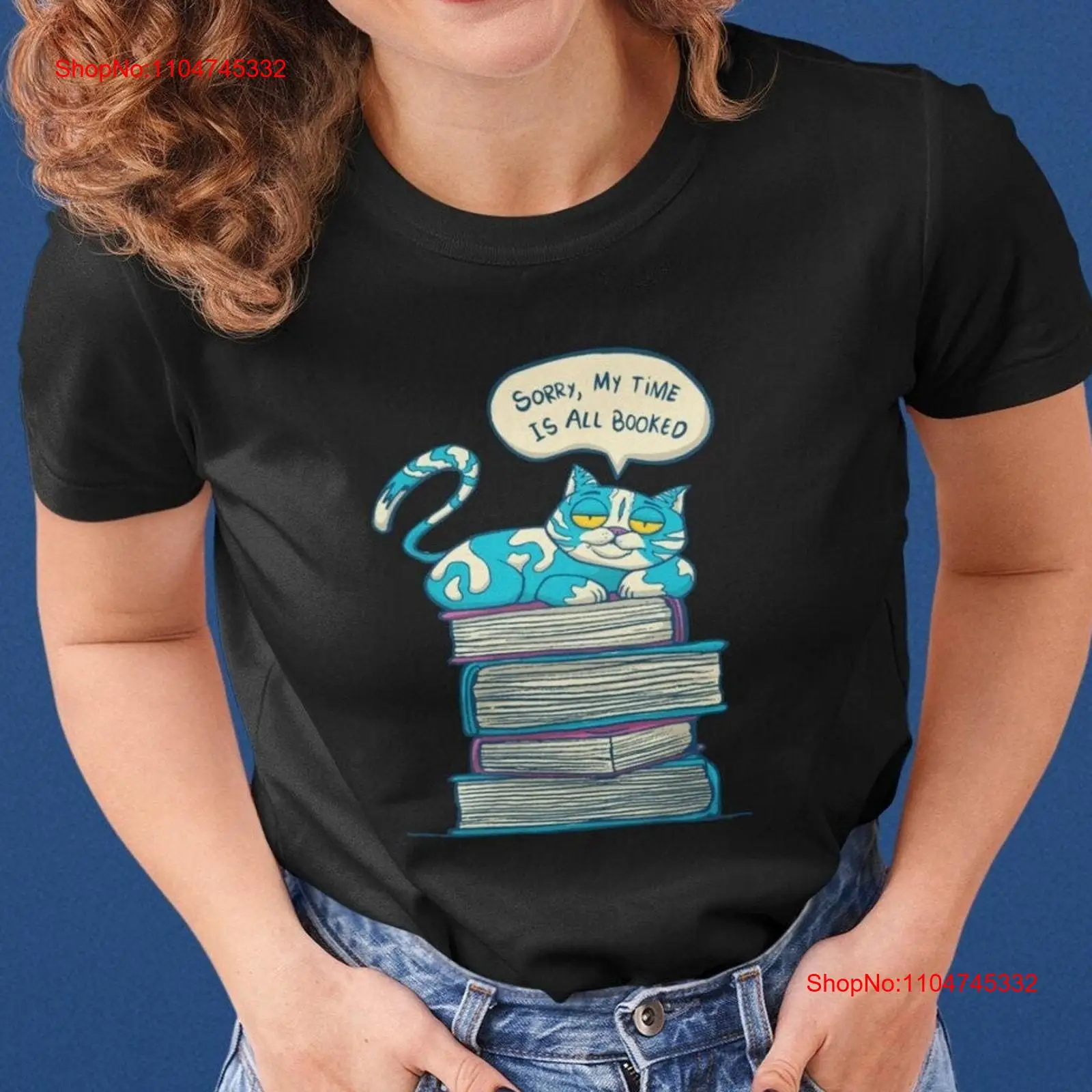 T Shirt Women Cat with Books F - Vintage Fashion Knitwear Book review and price